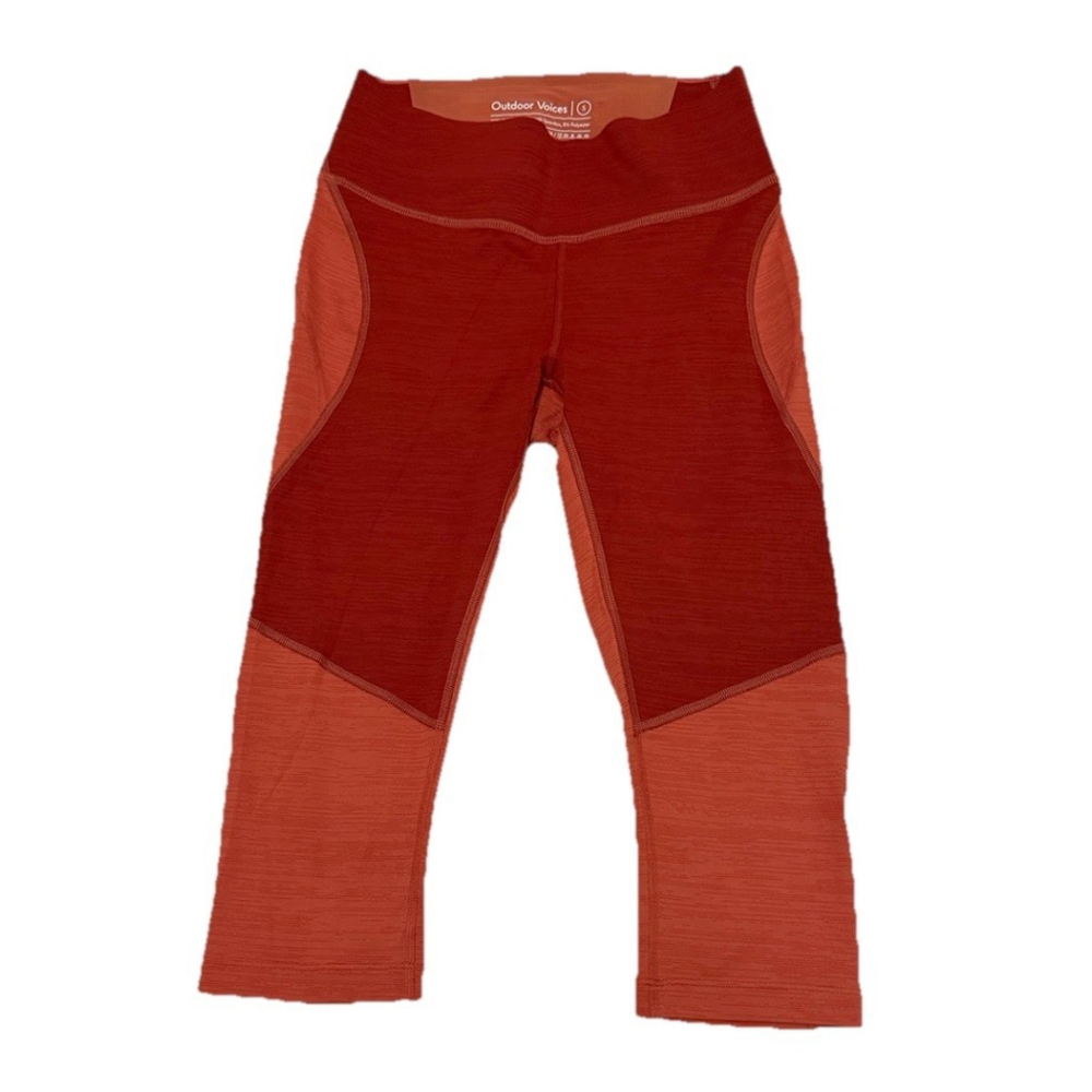 Outdoor Voices TechSweat Zoom ColorBlock Capri Legging Rust/Orange Colorway SM